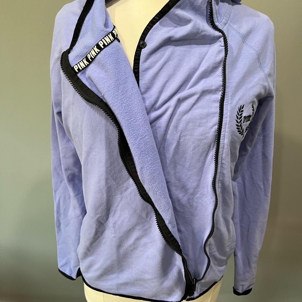 Victoria’s Secret PINK Asymmetrical‎ Full Zip Jacket Hoodie Lavender - Picture 8 of 9